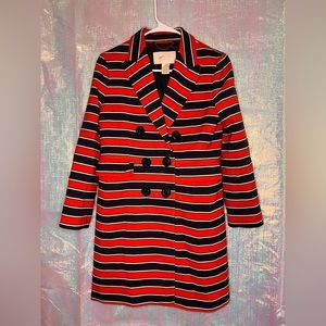 J. Crew Collection Blue and Red Striped Double breasted coat. Size 6.